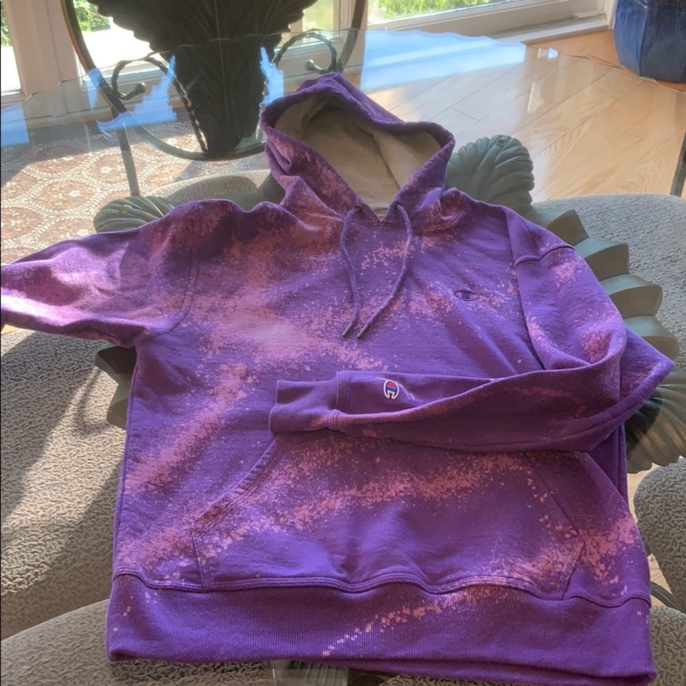 One of a kind rare champion purple splatter hoodie